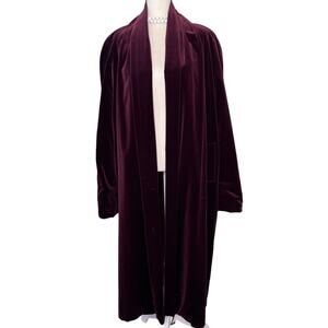 JS Collections Vintage Black Velvet Draped Full Length Opera Coat Size L